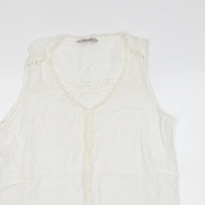 Womens UK Size 14 Peacocks White Basic Blouse