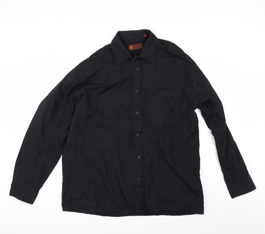 Mens UK Size 17 hazards Black  Button-Up Long Sleeve Casual Shirt