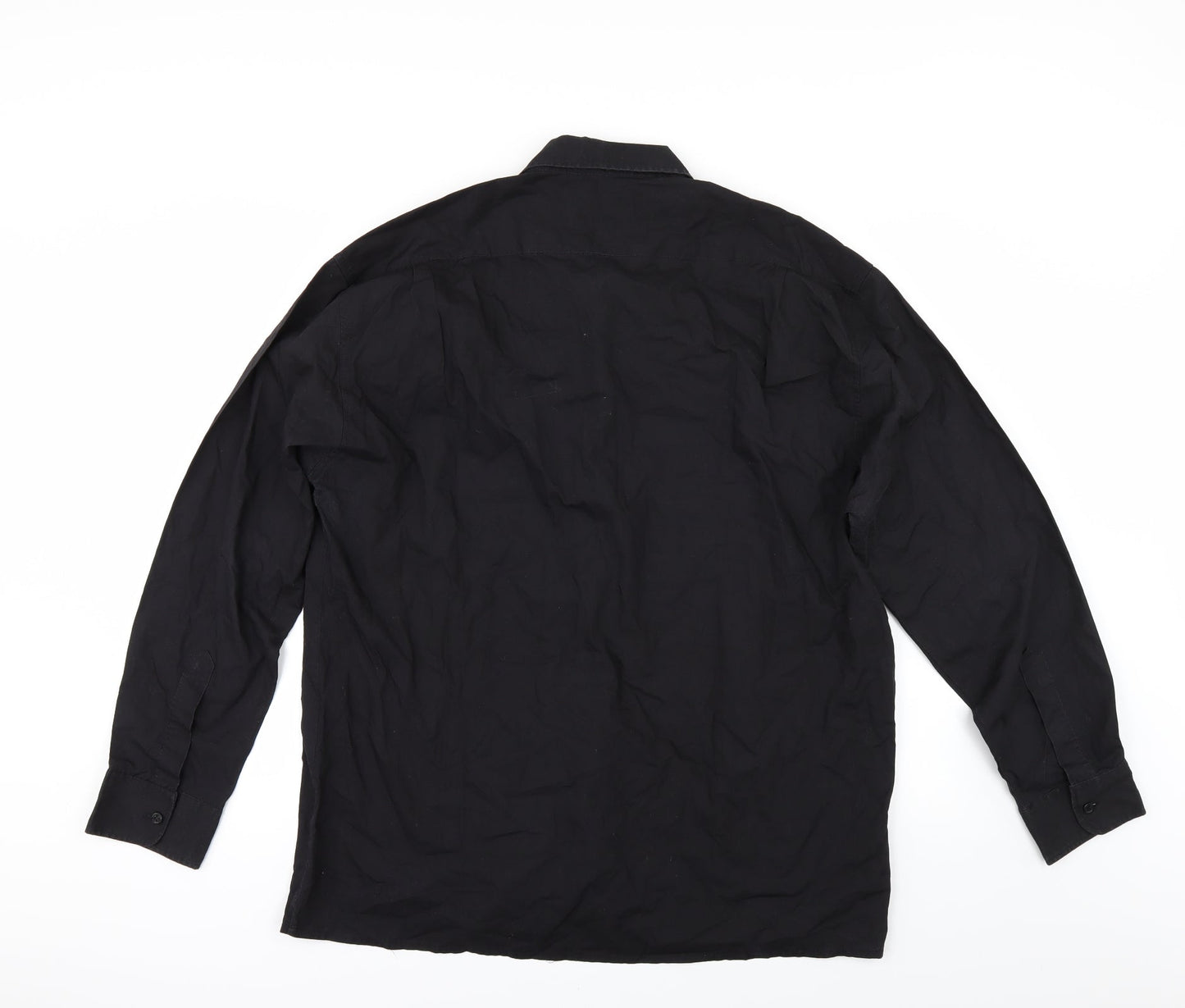 Mens UK Size 17 hazards Black  Button-Up Long Sleeve Casual Shirt