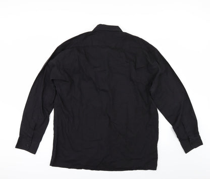Mens UK Size 17 hazards Black  Button-Up Long Sleeve Casual Shirt