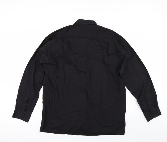 Mens UK Size 17 hazards Black  Button-Up Long Sleeve Casual Shirt