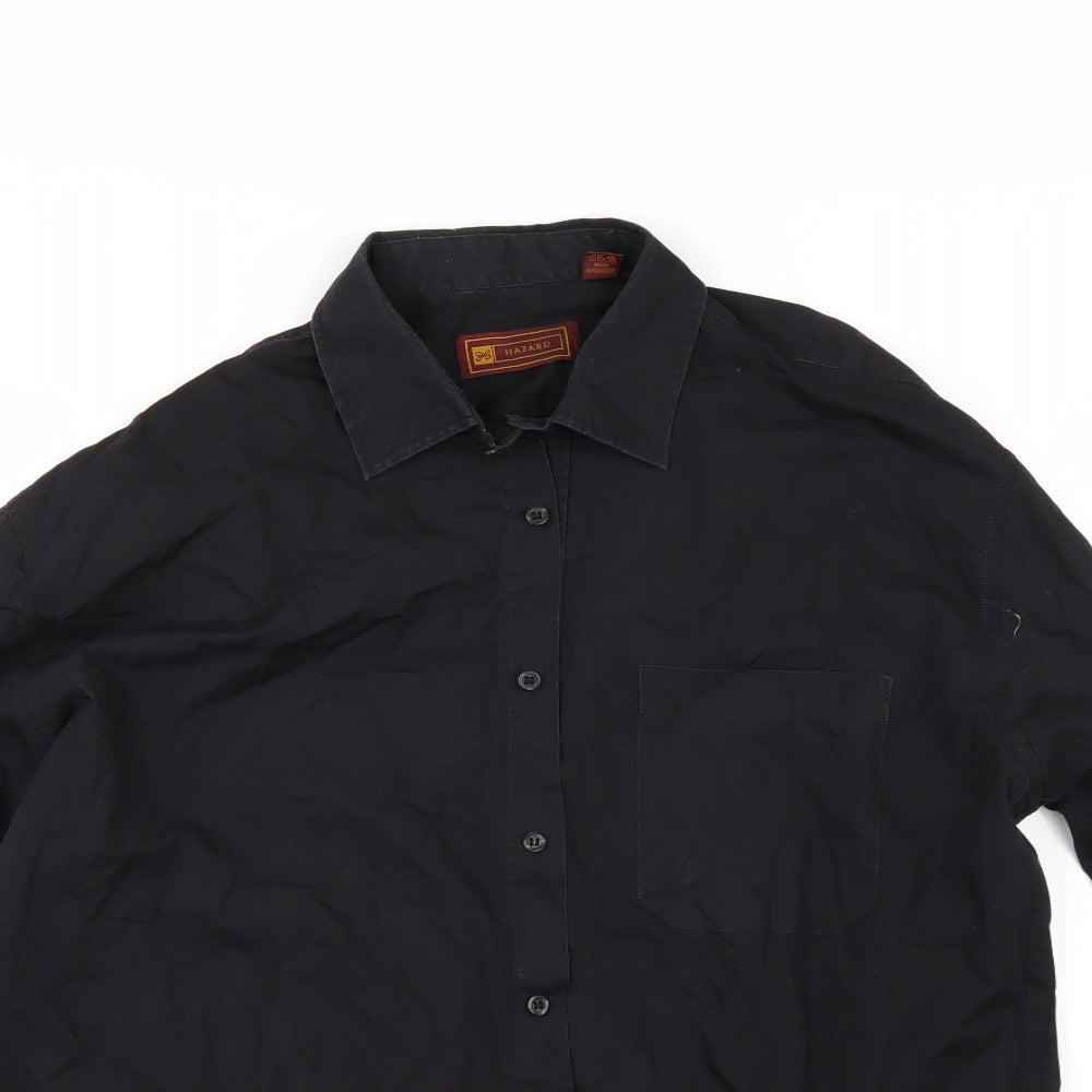 Mens UK Size 17 hazards Black  Button-Up Long Sleeve Casual Shirt