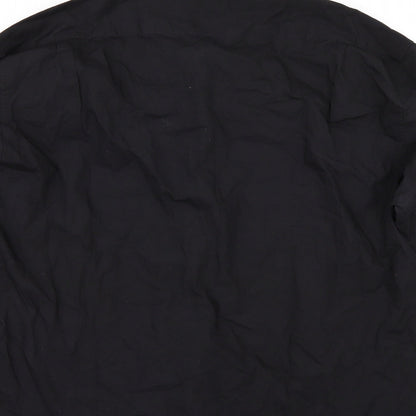 Mens UK Size 17 hazards Black  Button-Up Long Sleeve Casual Shirt