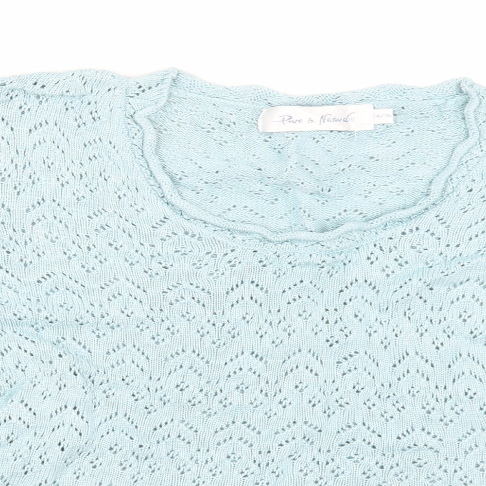 Womens UK Size 16 Pure & Natural Green Basic T-Shirt