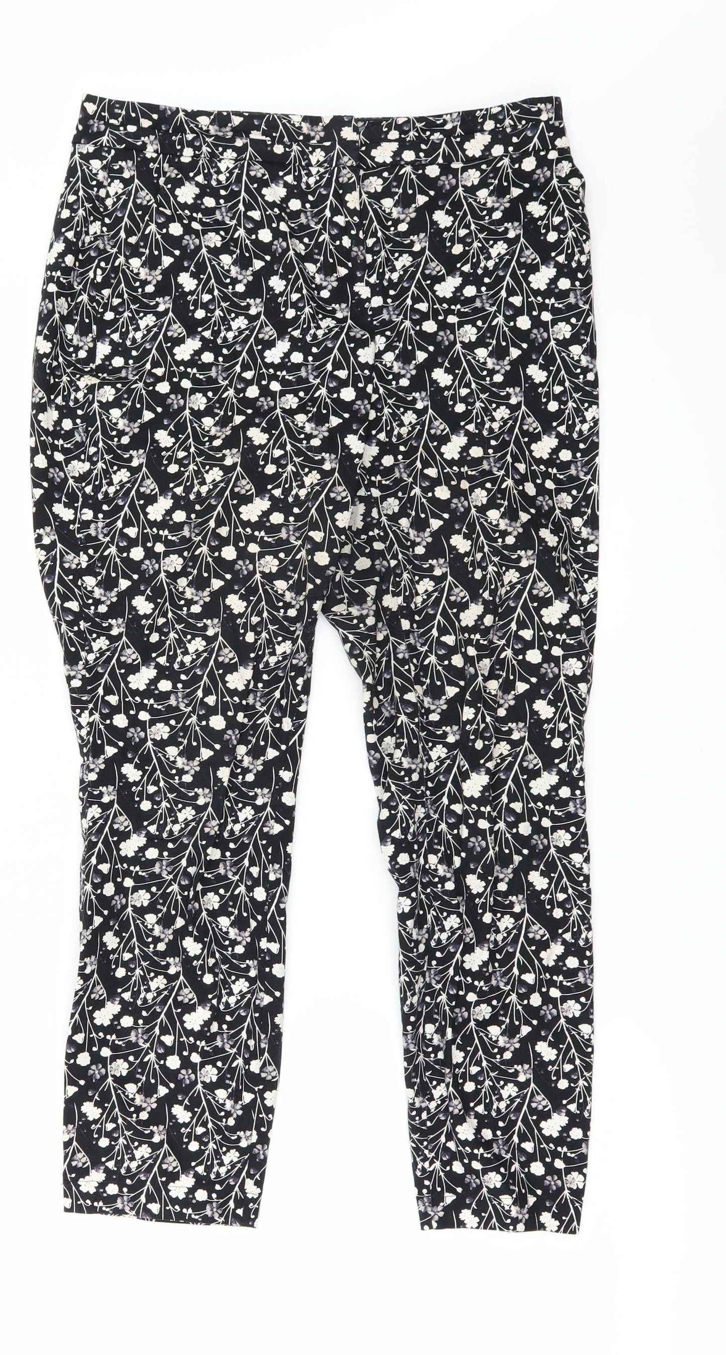 Primark Womens Black Floral  Dress Pants Trousers Size 8 L25 in