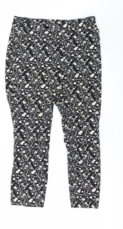 Primark Womens Black Floral  Dress Pants Trousers Size 8 L25 in