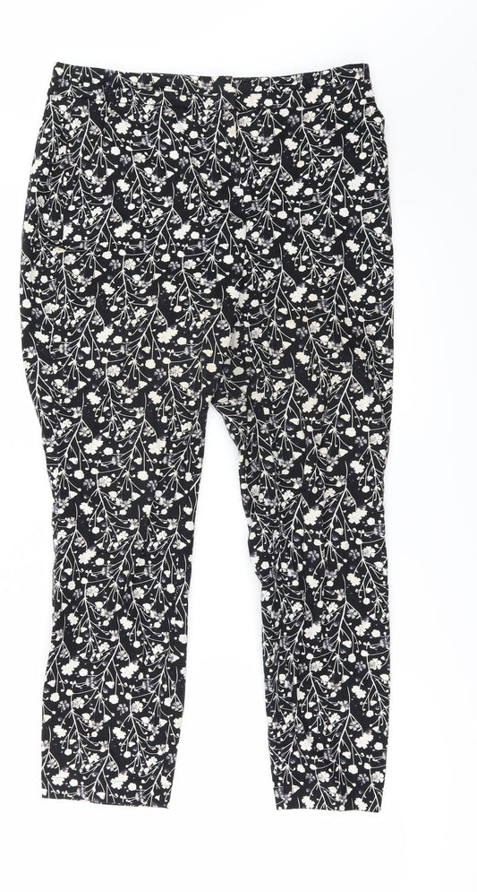 Primark Womens Black Floral  Dress Pants Trousers Size 8 L25 in