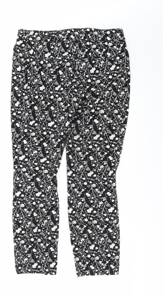 Primark Womens Black Floral  Dress Pants Trousers Size 8 L25 in