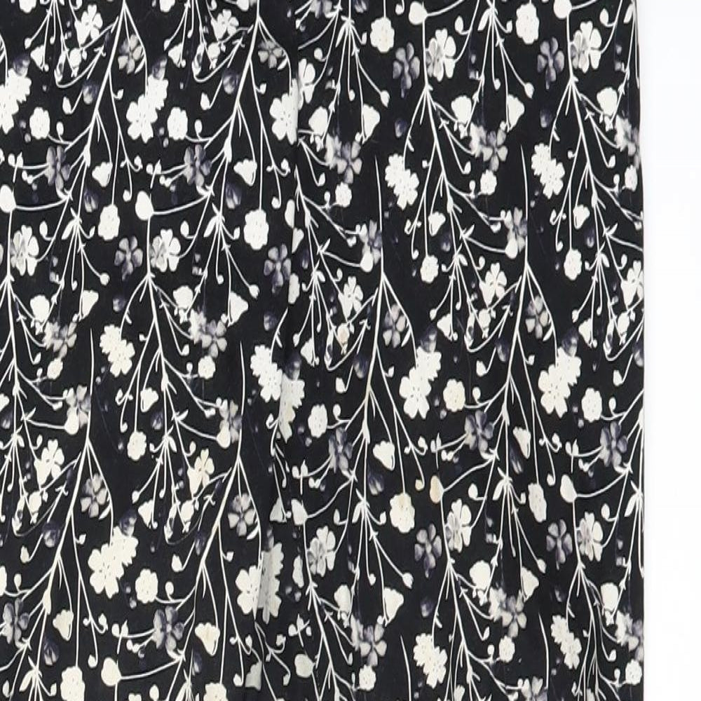 Primark Womens Black Floral  Dress Pants Trousers Size 8 L25 in