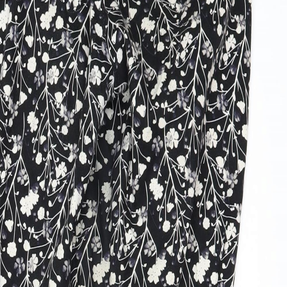 Primark Womens Black Floral  Dress Pants Trousers Size 8 L25 in