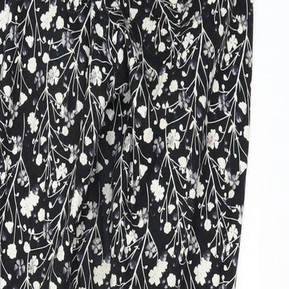 Primark Womens Black Floral  Dress Pants Trousers Size 8 L25 in