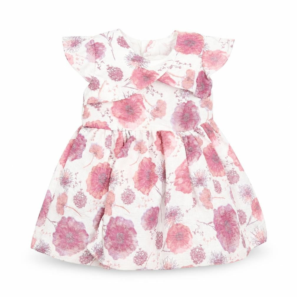 Front view of Matalan boys’ white floral a-line, size 6-9, months