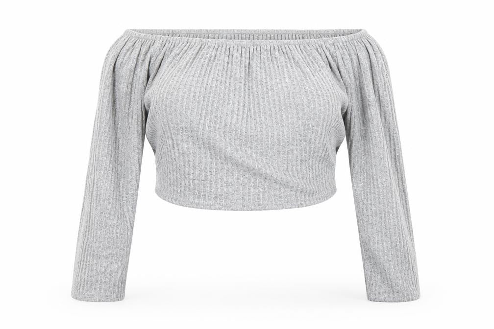 Womens UK Size 18 PRETTYLITTLETHING Grey Cropped Blouse
