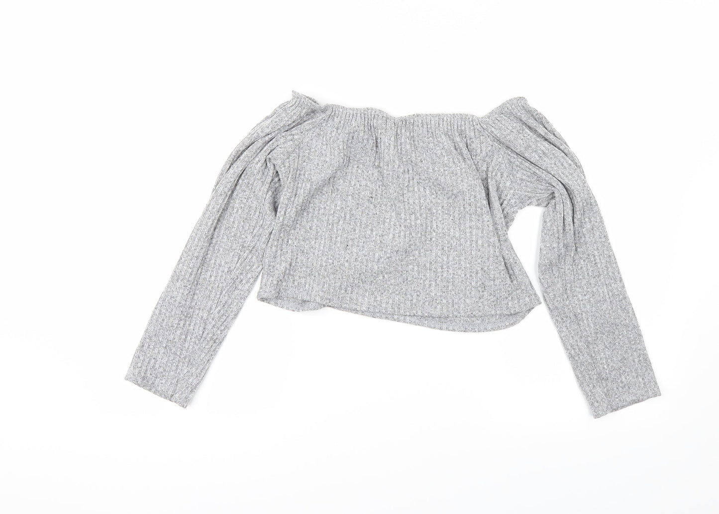 PRETTYLITTLETHING Womens Grey   Cropped Blouse Size 18