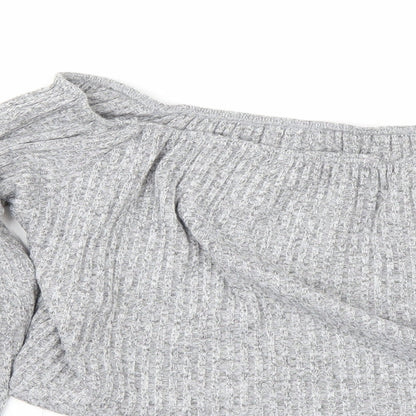 PRETTYLITTLETHING Womens Grey   Cropped Blouse Size 18