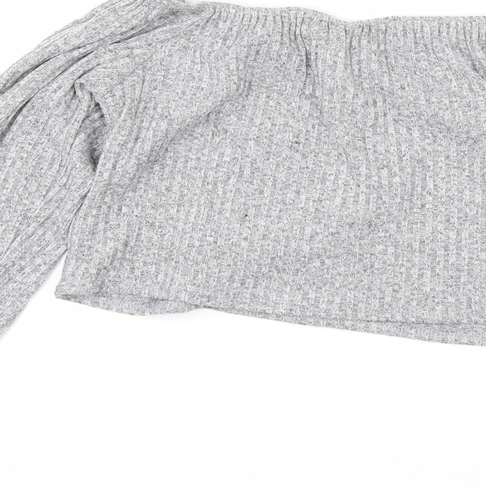 PRETTYLITTLETHING Womens Grey   Cropped Blouse Size 18