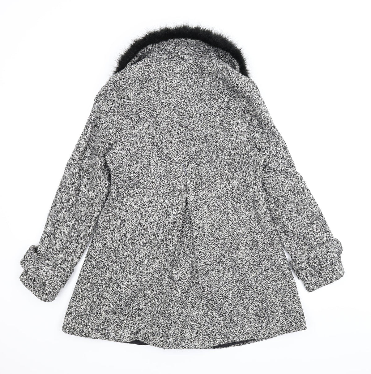 Carmel Womens Grey Houndstooth  Pea Coat Coat Size 12
