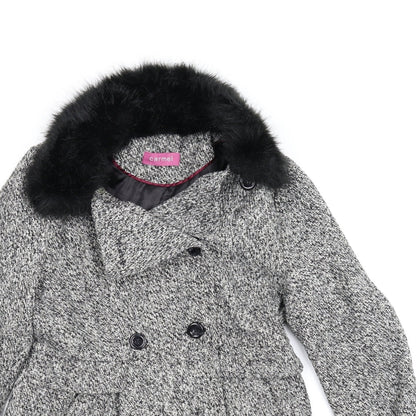 Carmel Womens Grey Houndstooth  Pea Coat Coat Size 12