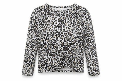 Candy Couture Girls Beige Animal Print  Basic Blouse Size 13 Years