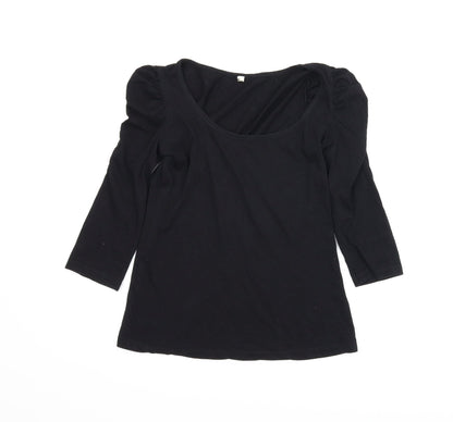 Womens UK Size S Preworn Black Basic T-Shirt