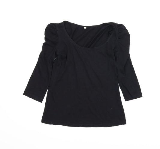 Womens UK Size S Preworn Black Basic T-Shirt