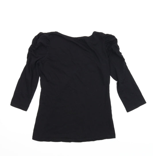 Womens UK Size S Preworn Black Basic T-Shirt