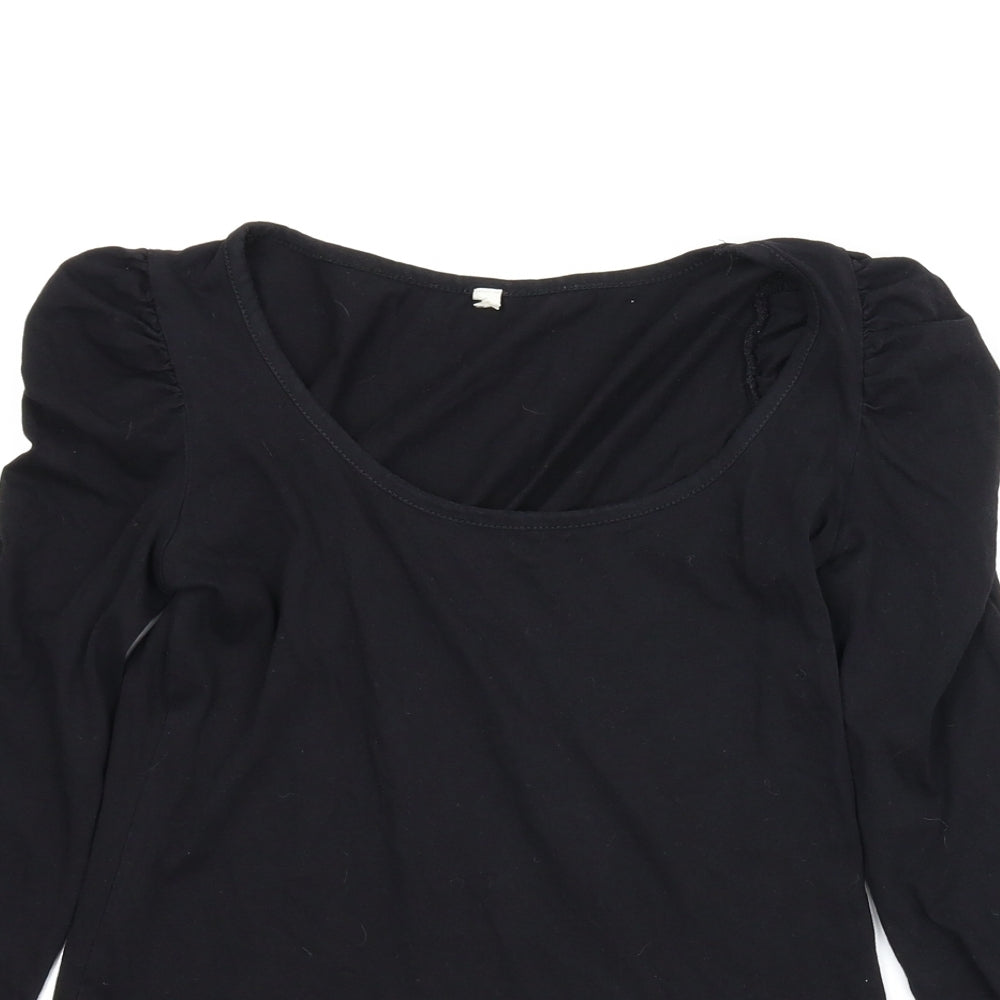Womens UK Size S Preworn Black Basic T-Shirt