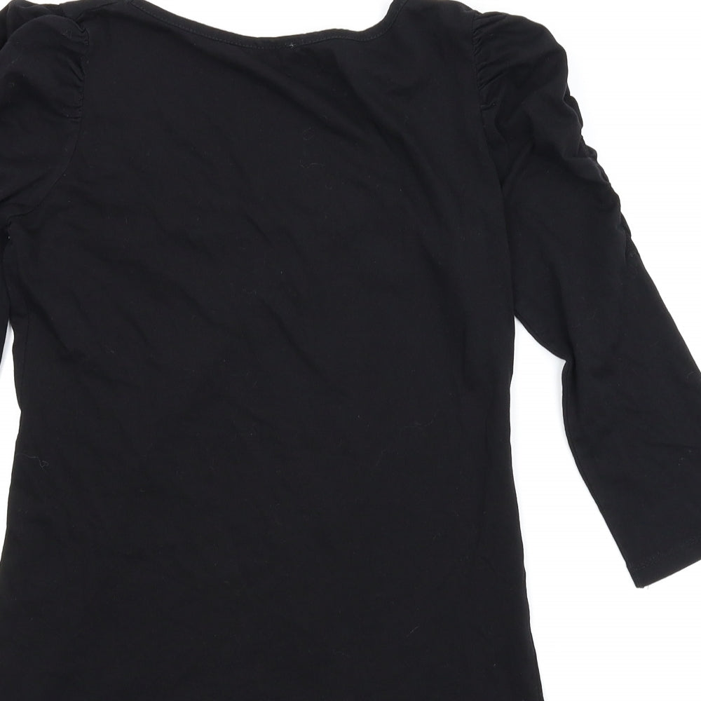 Womens UK Size S Preworn Black Basic T-Shirt