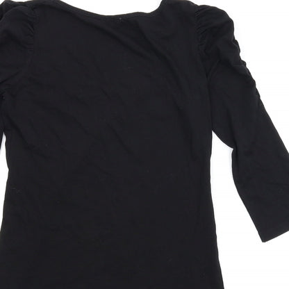 Womens UK Size S Preworn Black Basic T-Shirt