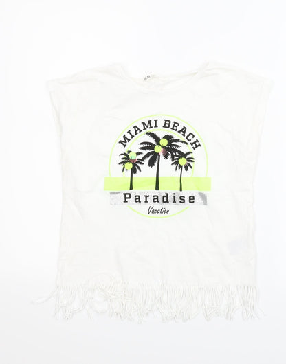 H&M Girls White   Basic T-Shirt Size 10-11 Years