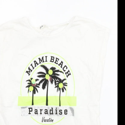 H&M Girls White   Basic T-Shirt Size 10-11 Years