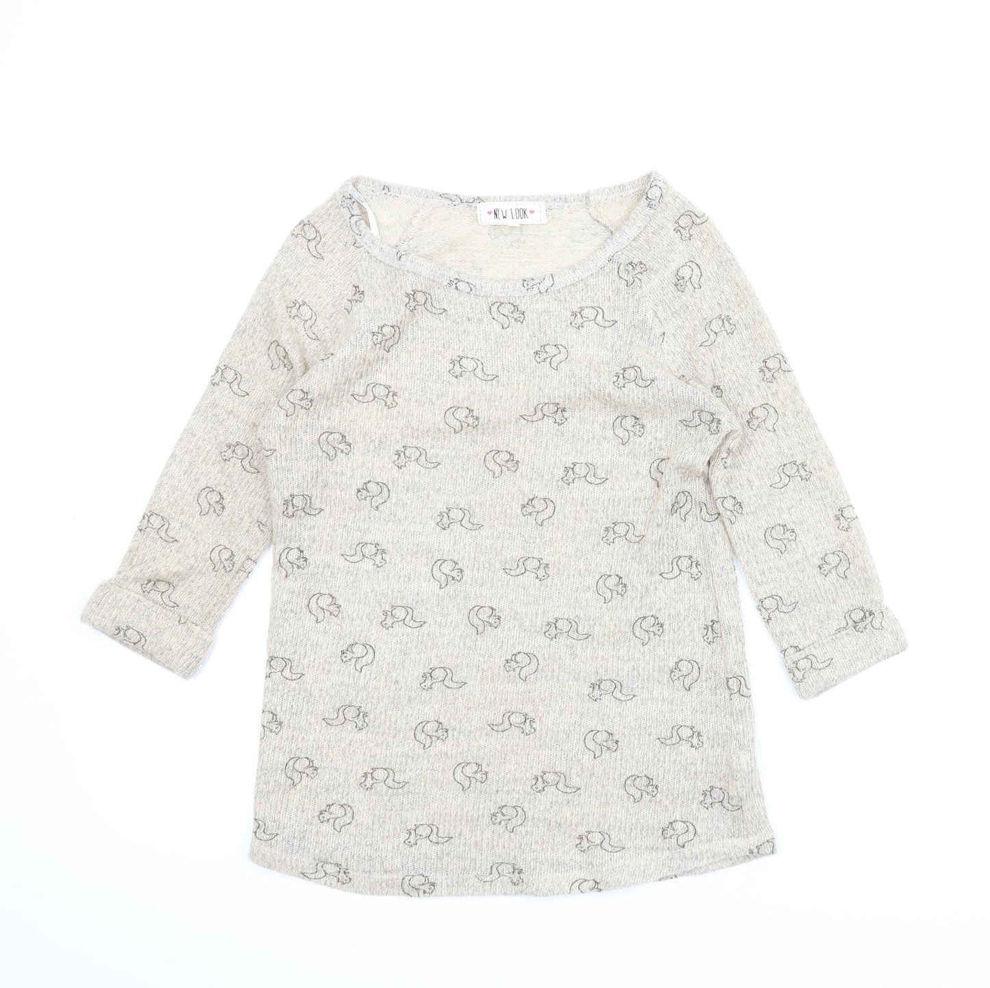 New Look Womens Beige Animal Print  Pullover Jumper Size 10