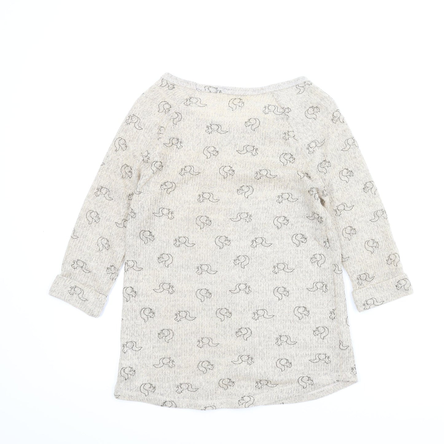 New Look Womens Beige Animal Print  Pullover Jumper Size 10