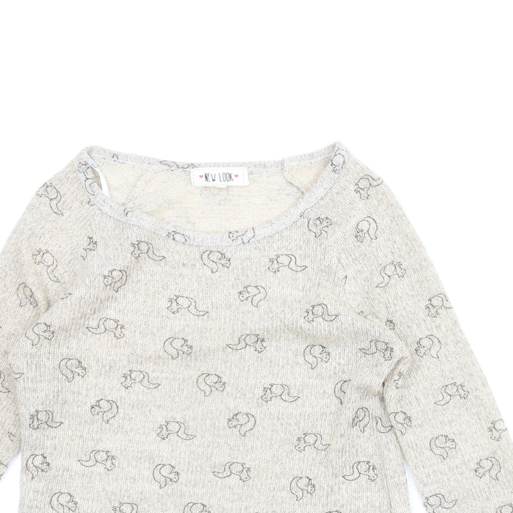 New Look Womens Beige Animal Print  Pullover Jumper Size 10
