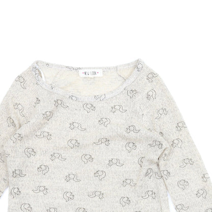 New Look Womens Beige Animal Print  Pullover Jumper Size 10