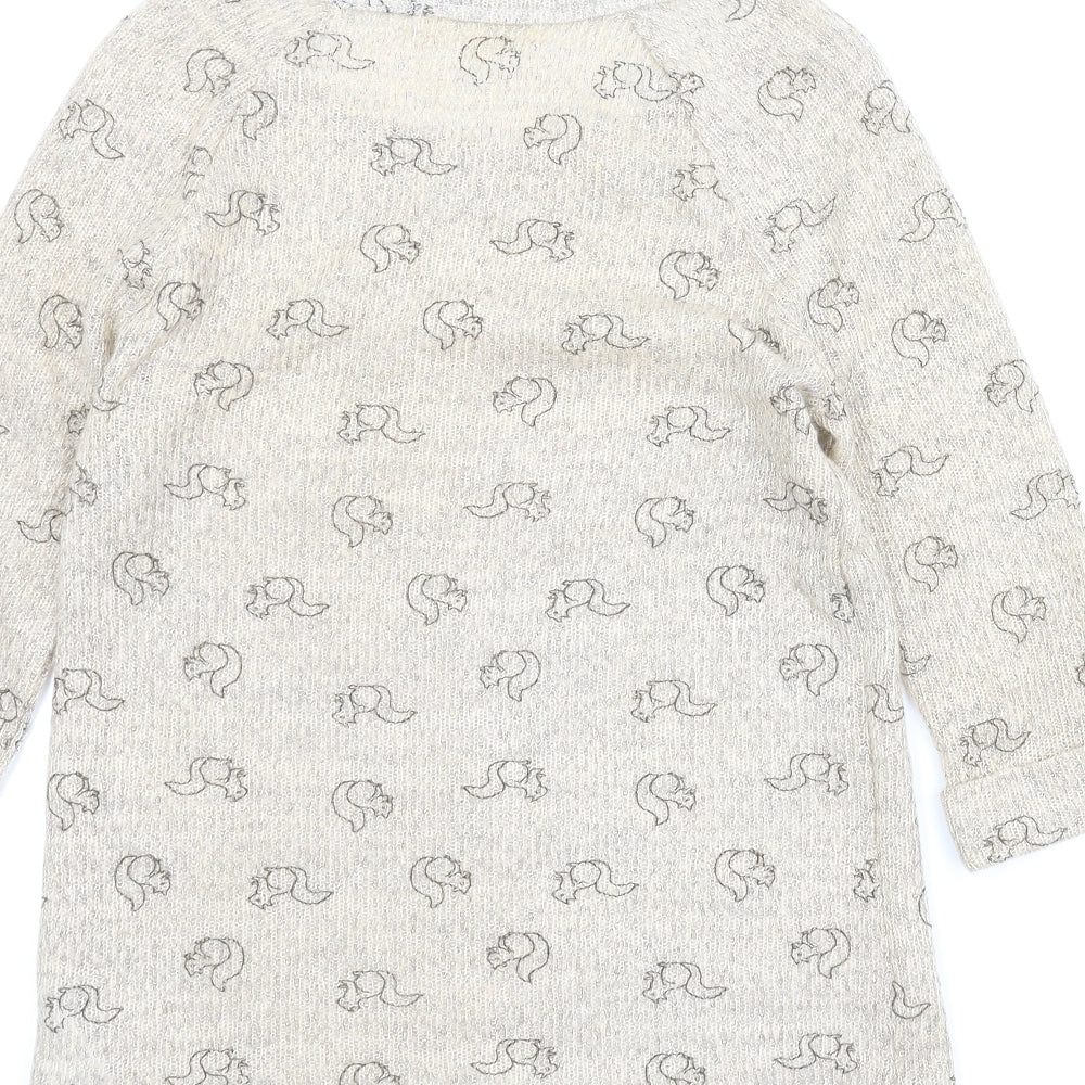 New Look Womens Beige Animal Print  Pullover Jumper Size 10