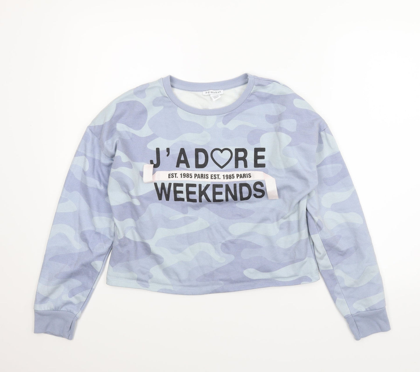 Primark Girls Blue Camouflage  Pullover Hoodie Size 13-14 Years