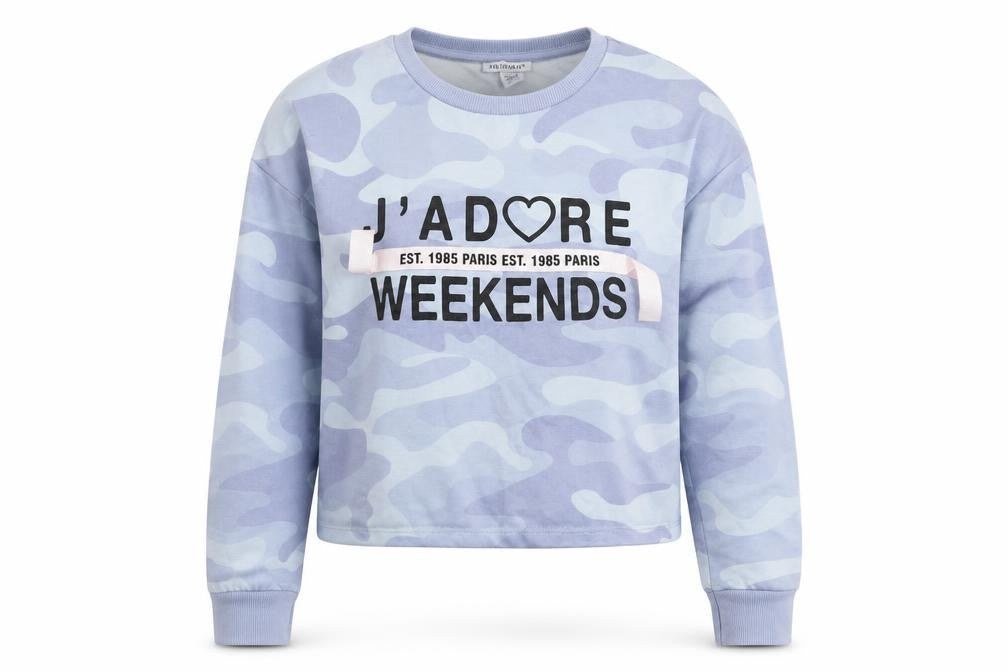 Primark Girls Blue Camouflage  Pullover Hoodie Size 13-14 Years