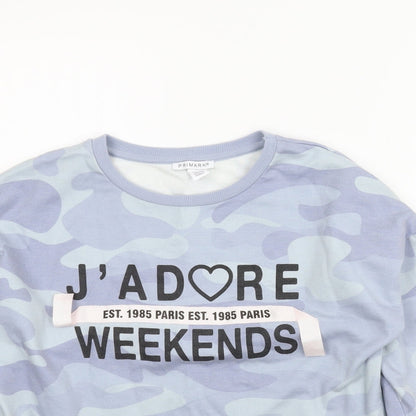 Primark Girls Blue Camouflage  Pullover Hoodie Size 13-14 Years