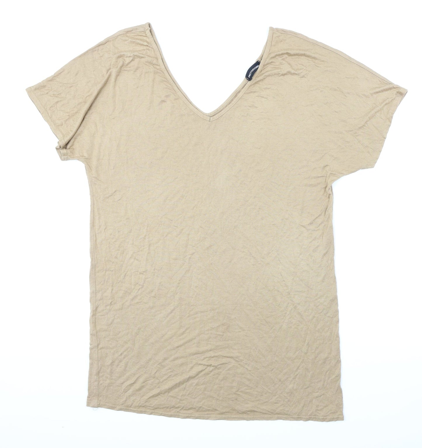 Pretty Little Thing  Womens Brown   Basic T-Shirt Size 12