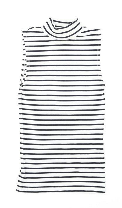 Atmosphere Womens White Striped  Basic Tank Size 6