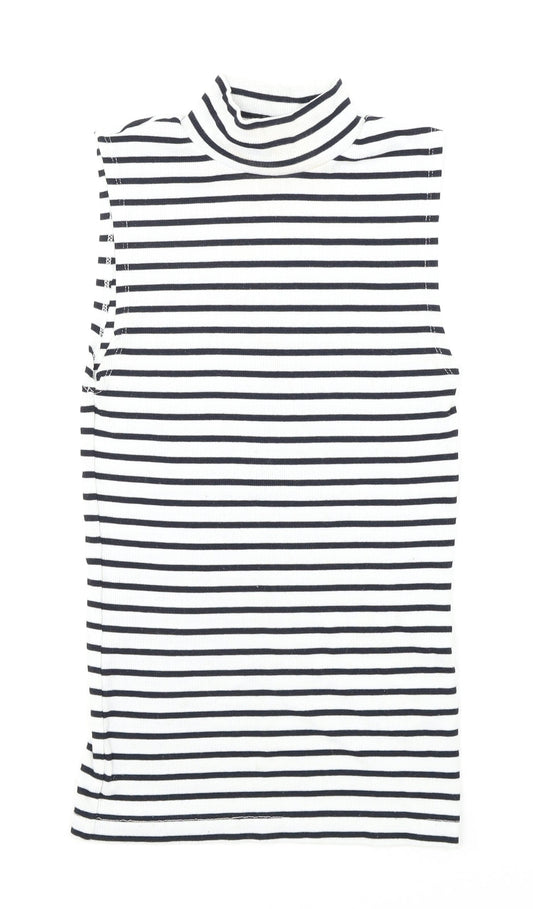 Atmosphere Womens White Striped  Basic Tank Size 6