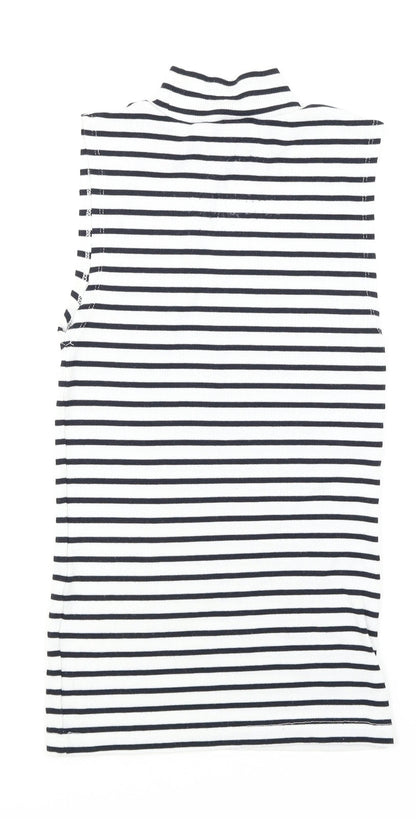 Atmosphere Womens White Striped  Basic Tank Size 6