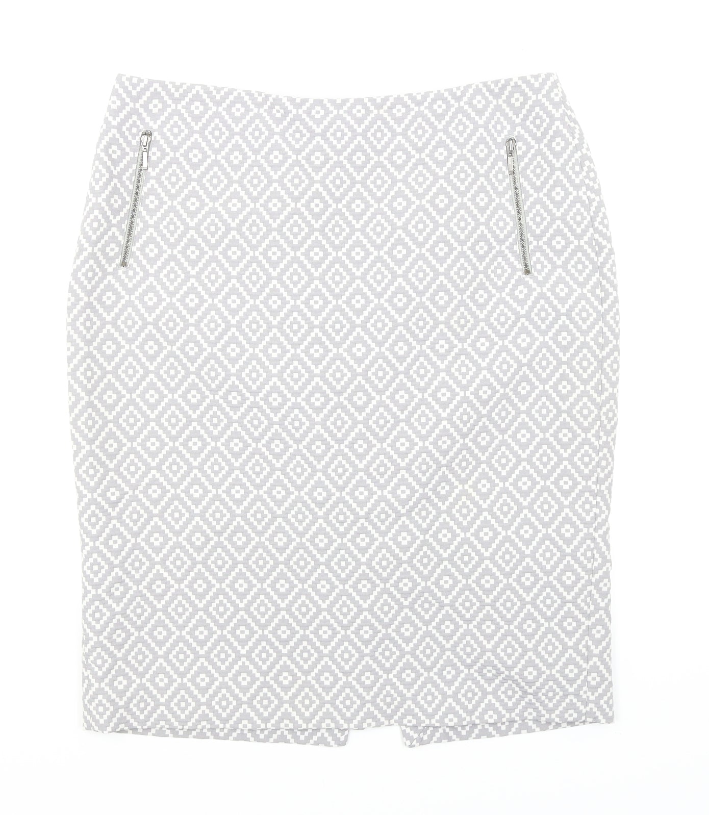 M&S Womens Grey Argyle/Diamond  A-Line Skirt Size 14