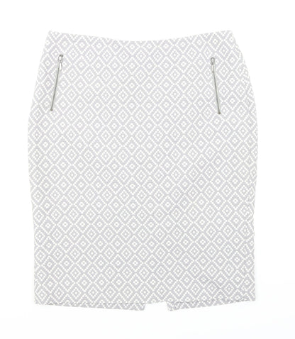 M&S Womens Grey Argyle/Diamond  A-Line Skirt Size 14
