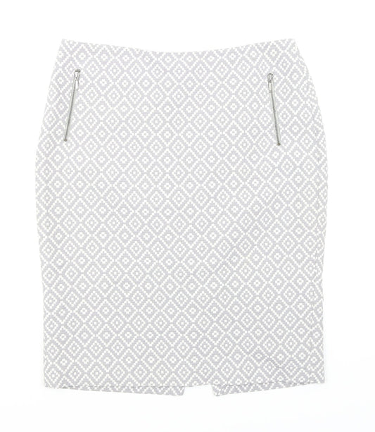 M&S Womens Grey Argyle/Diamond  A-Line Skirt Size 14