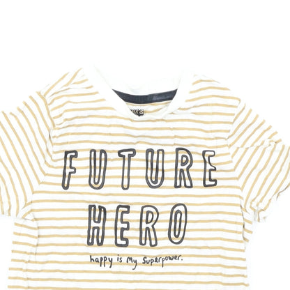 F&F Boys Brown Striped  Basic T-Shirt Size 3-4 Years