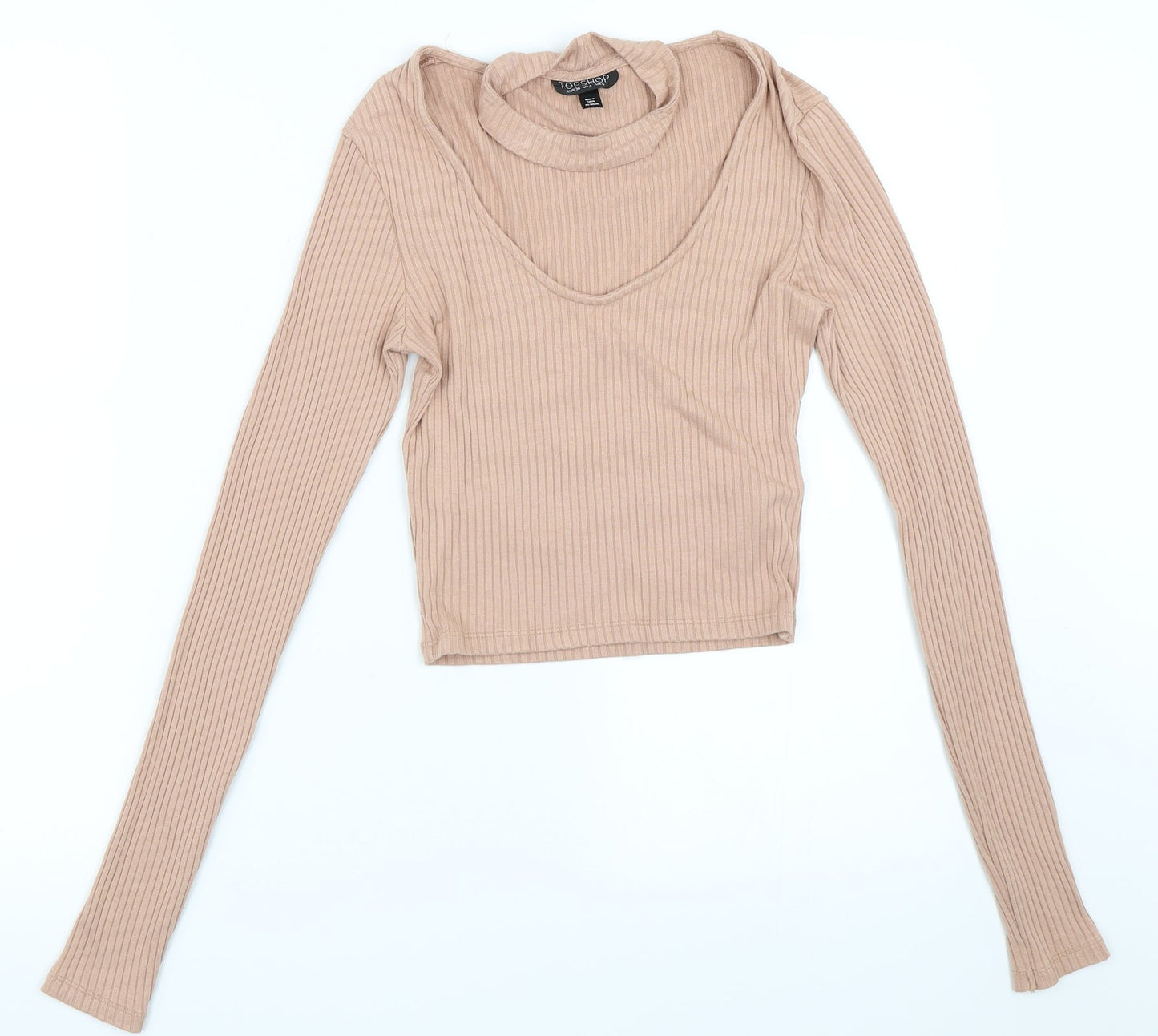 Womens UK Size 8 Topshop Beige Basic T-Shirt