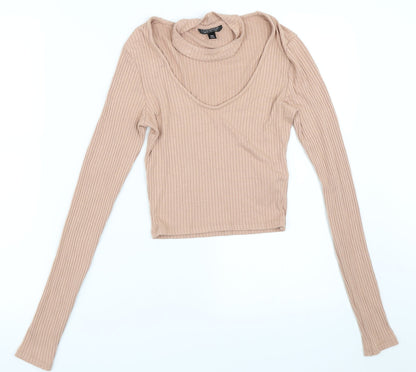 Womens UK Size 8 Topshop Beige Basic T-Shirt