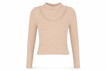 Womens UK Size 8 Topshop Beige Basic T-Shirt